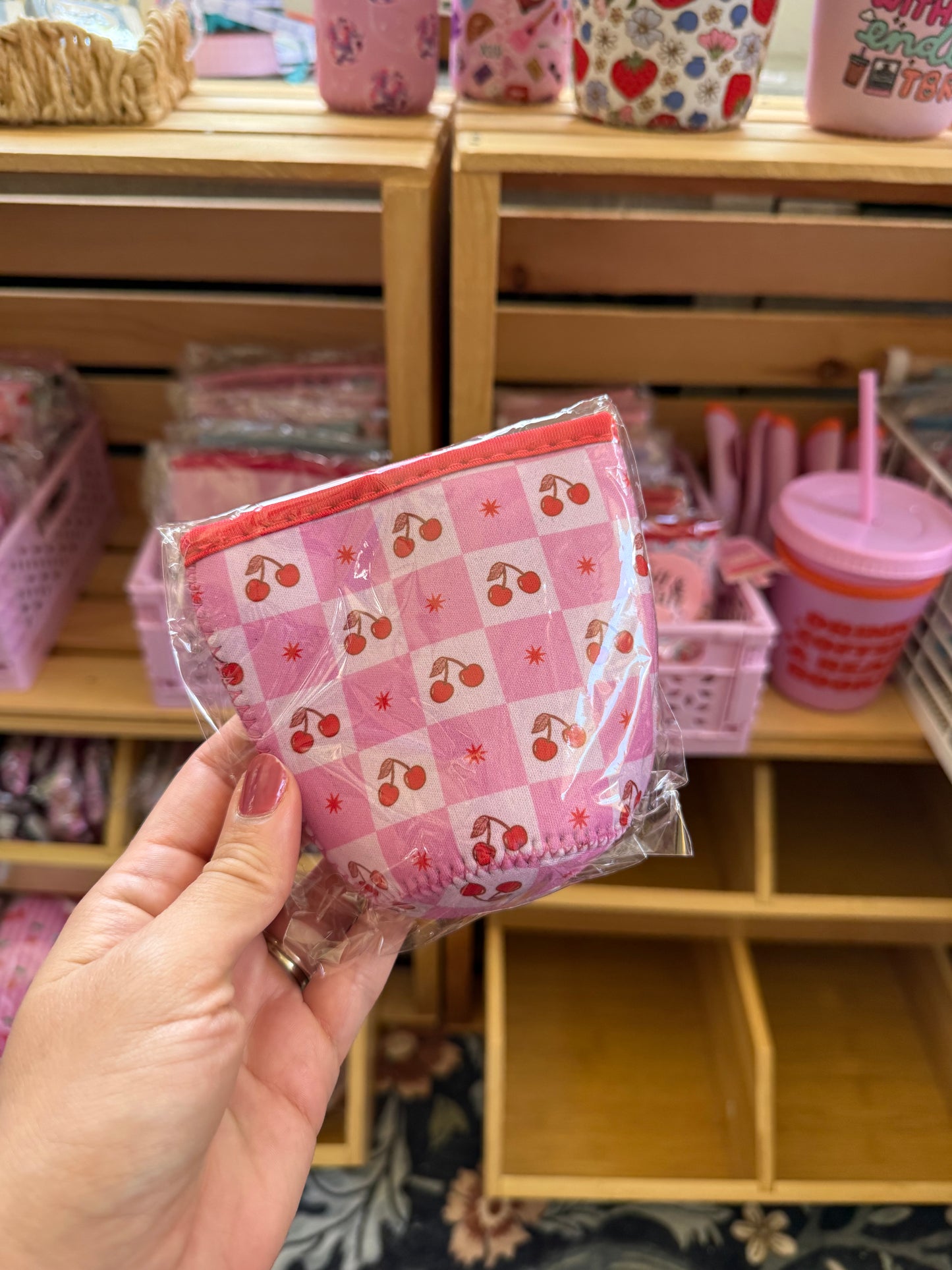 Cherries Checker Cup Cozy