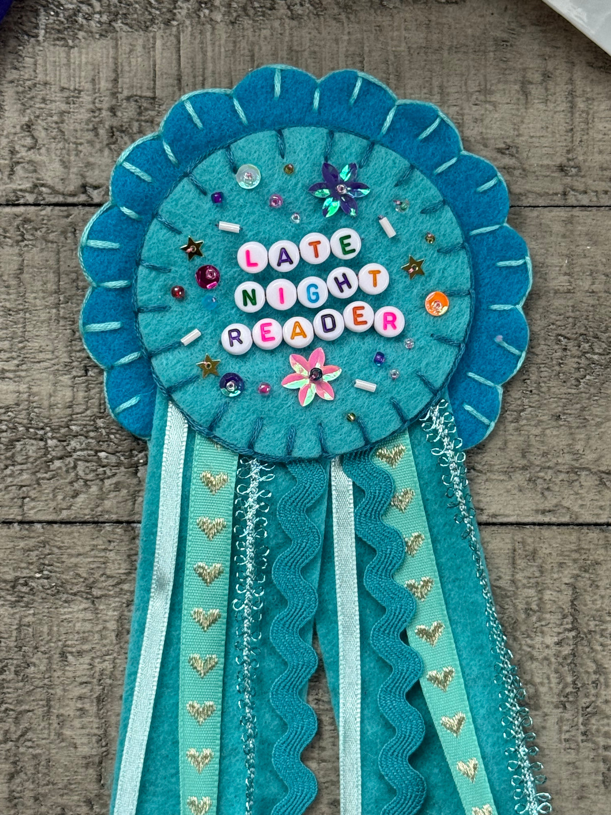 Late Night Reader Blue Jewel Tone Prize Ribbon