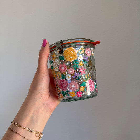 Big Florals full coverage Weck Jar