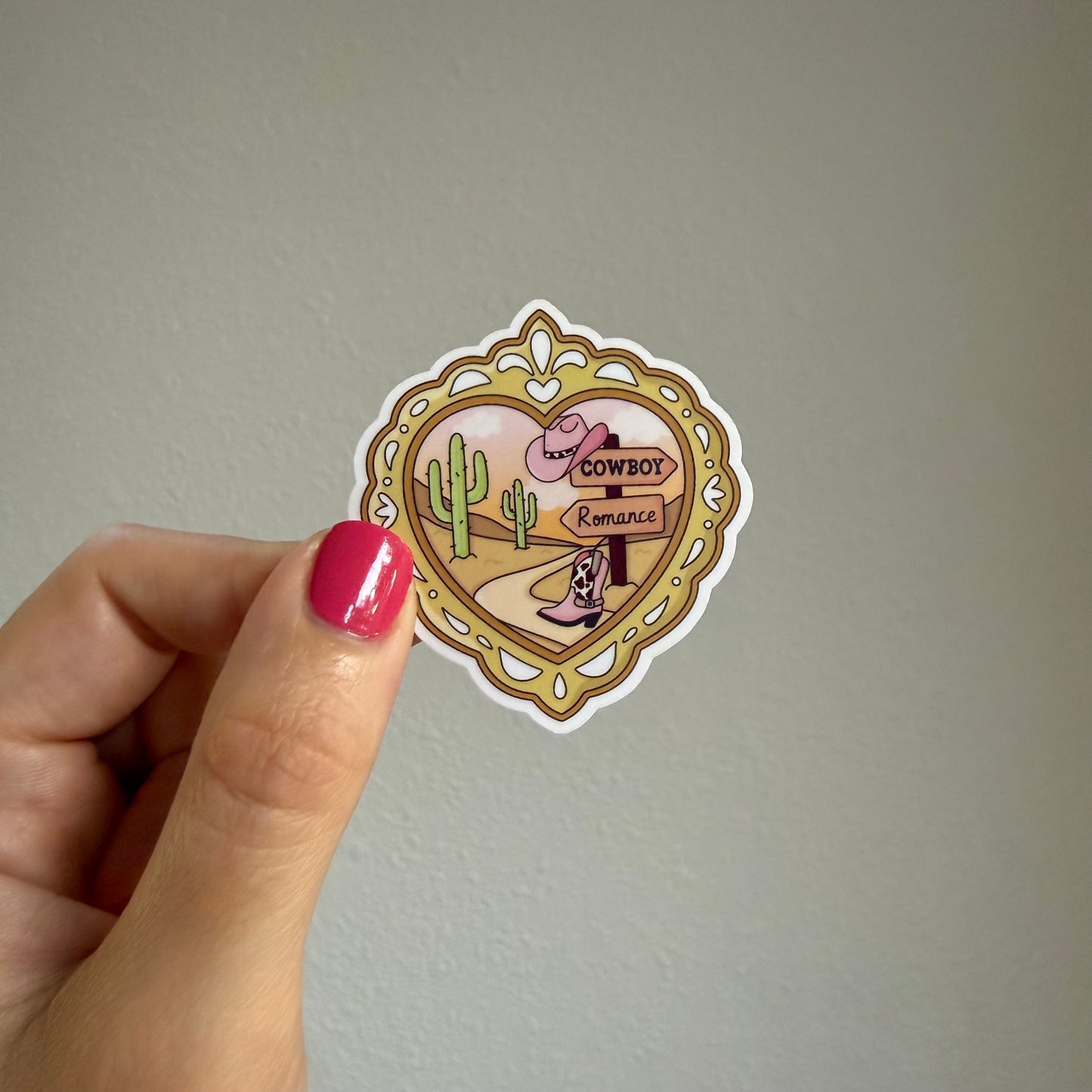 Cowboy Romance Genre Heart Frame Sticker