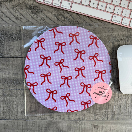 Red Bows on Gingaham Mouse Pad