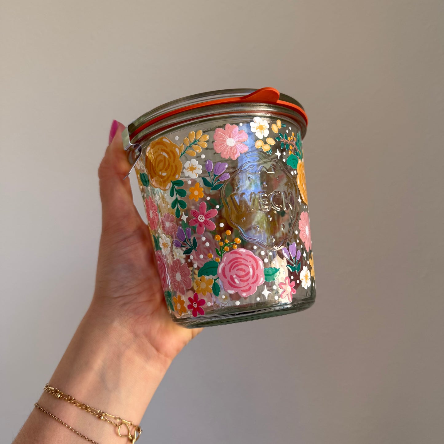 Big Florals full coverage Weck Jar