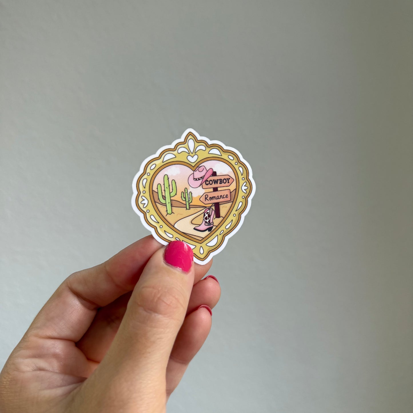 Cowboy Romance Genre Heart Frame Sticker