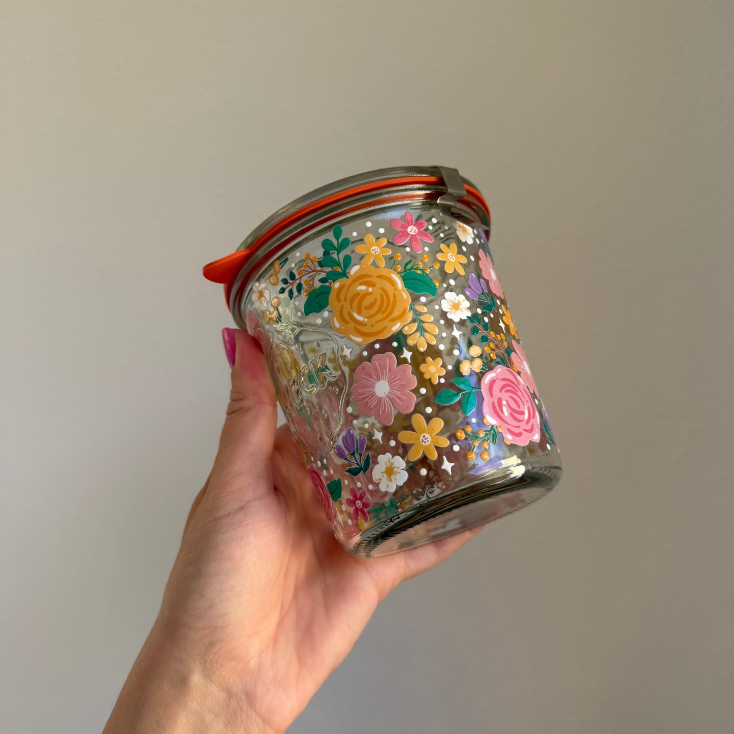 Big Florals full coverage Weck Jar