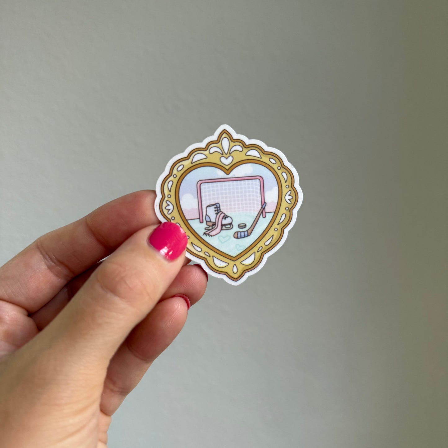 Hockey Romance Genre Heart Frame Sticker