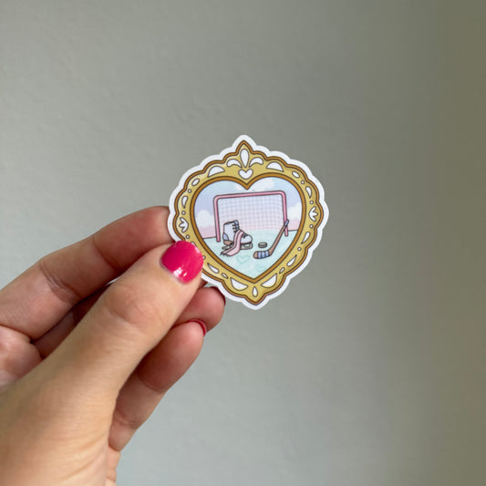 Hockey Romance Genre Heart Frame Sticker
