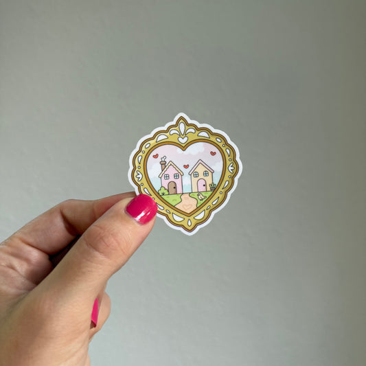 Small Town Romance Genre Heart Frame Sticker