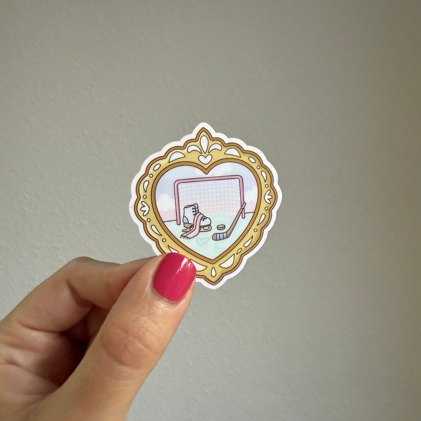 Hockey Romance Genre Heart Frame Sticker