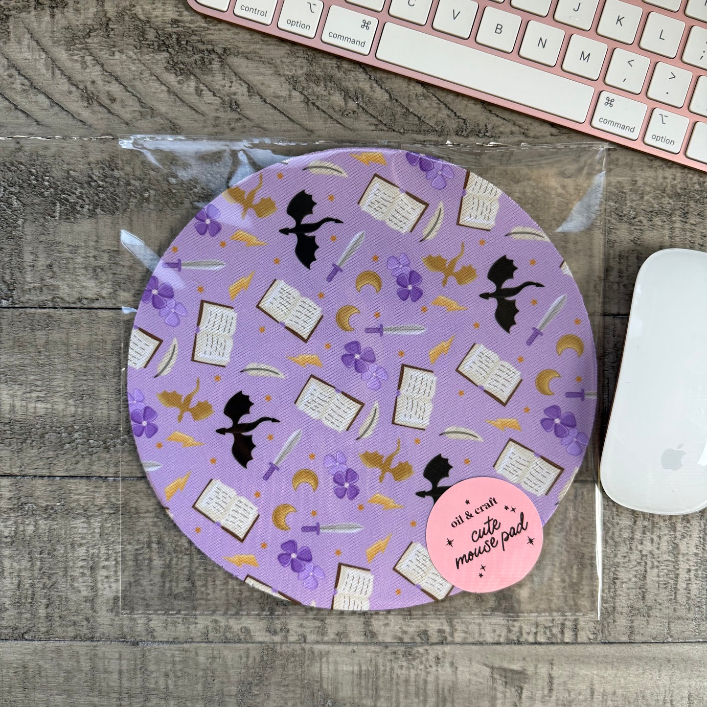 Purple Book Dragon Mouse Pad