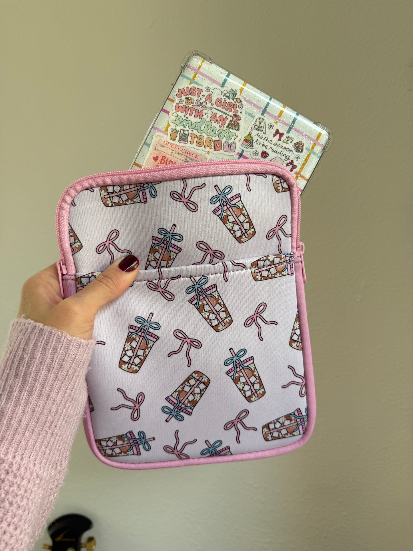Coffee & Bows Kindle Zipper Pouch