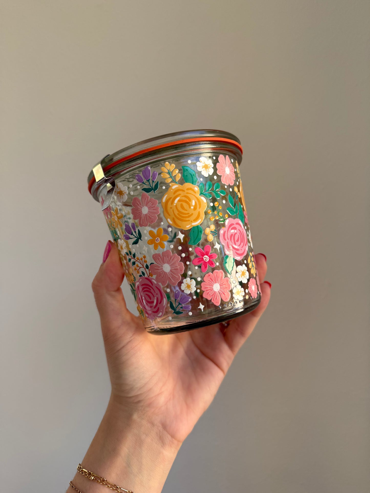Big Florals full coverage Weck Jar