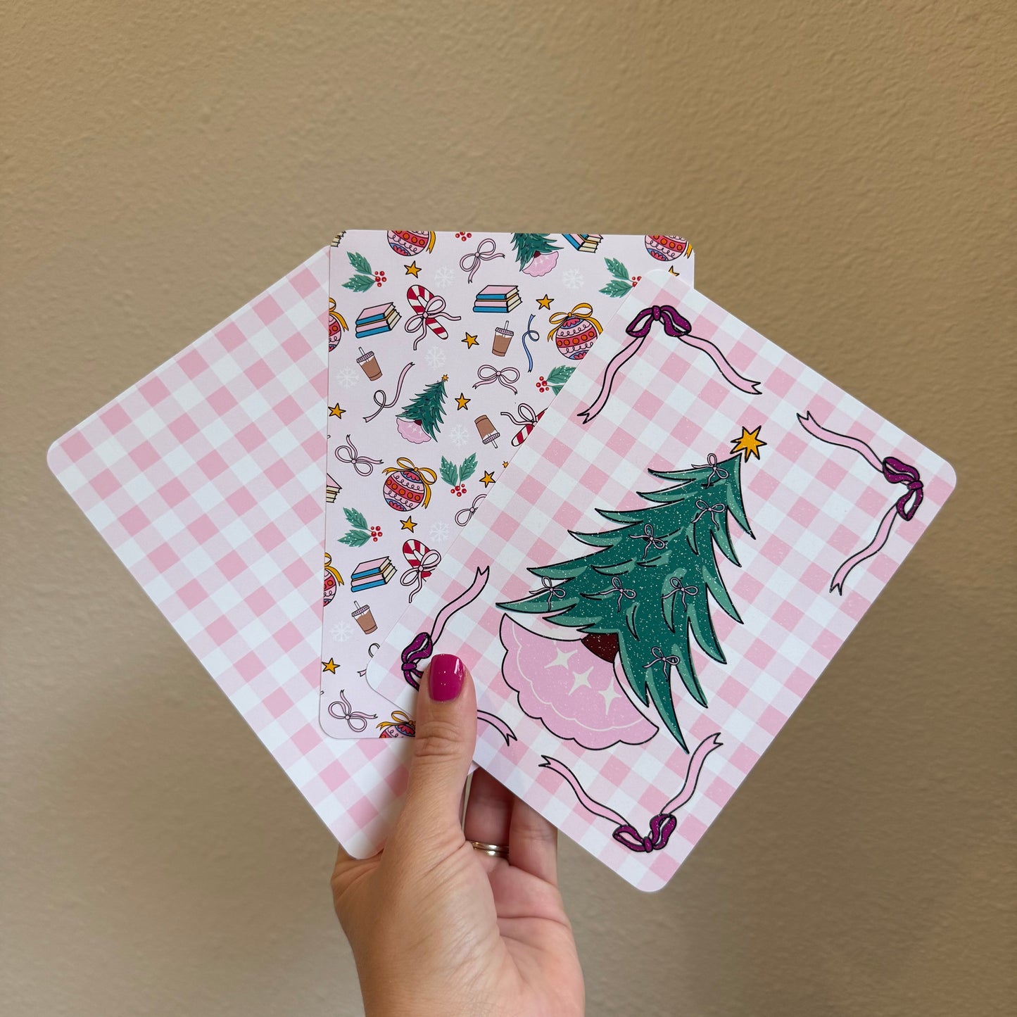 Pink Gingham Hand Drawn Kindle Insert