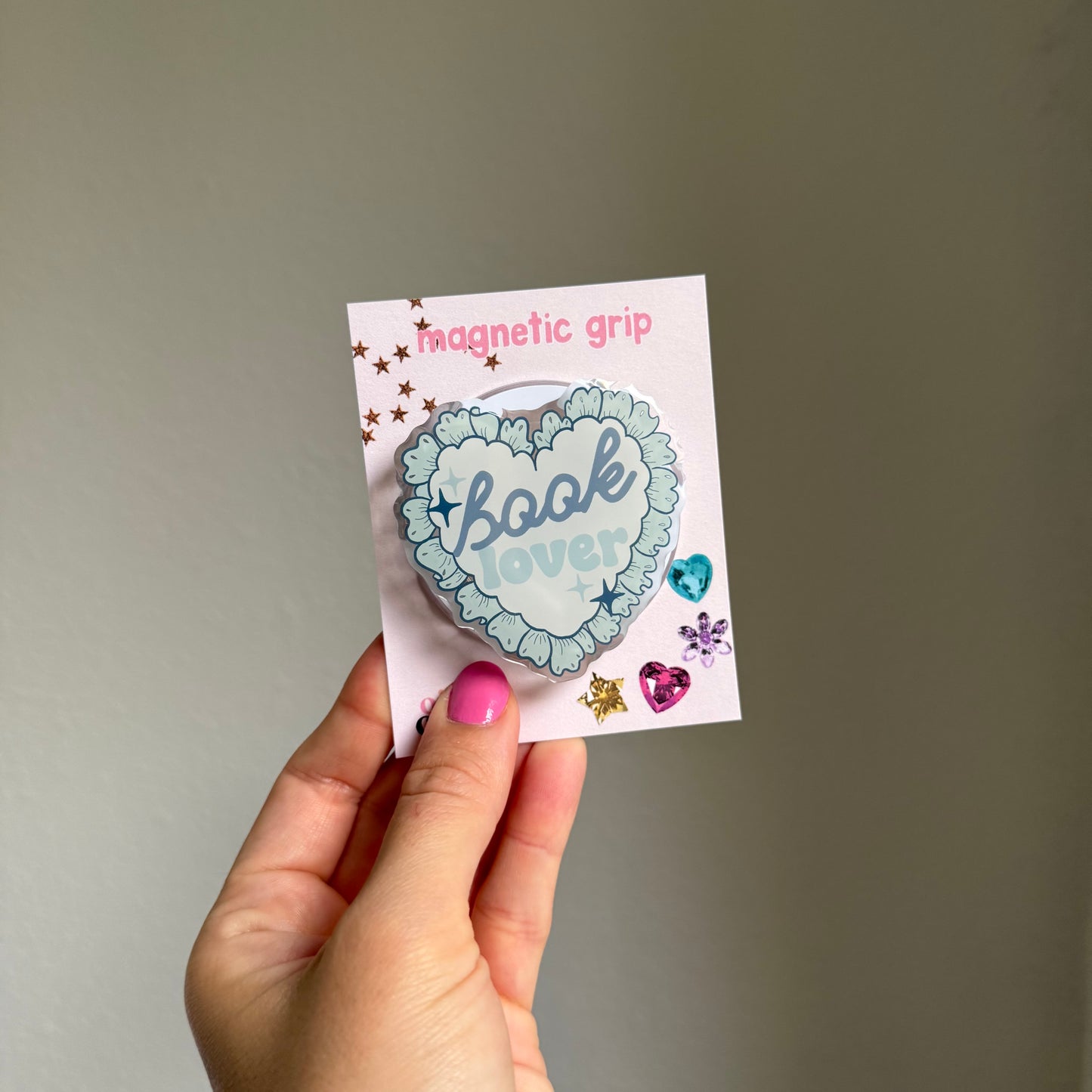 Book Lover Blue Heart Magnetic Grip