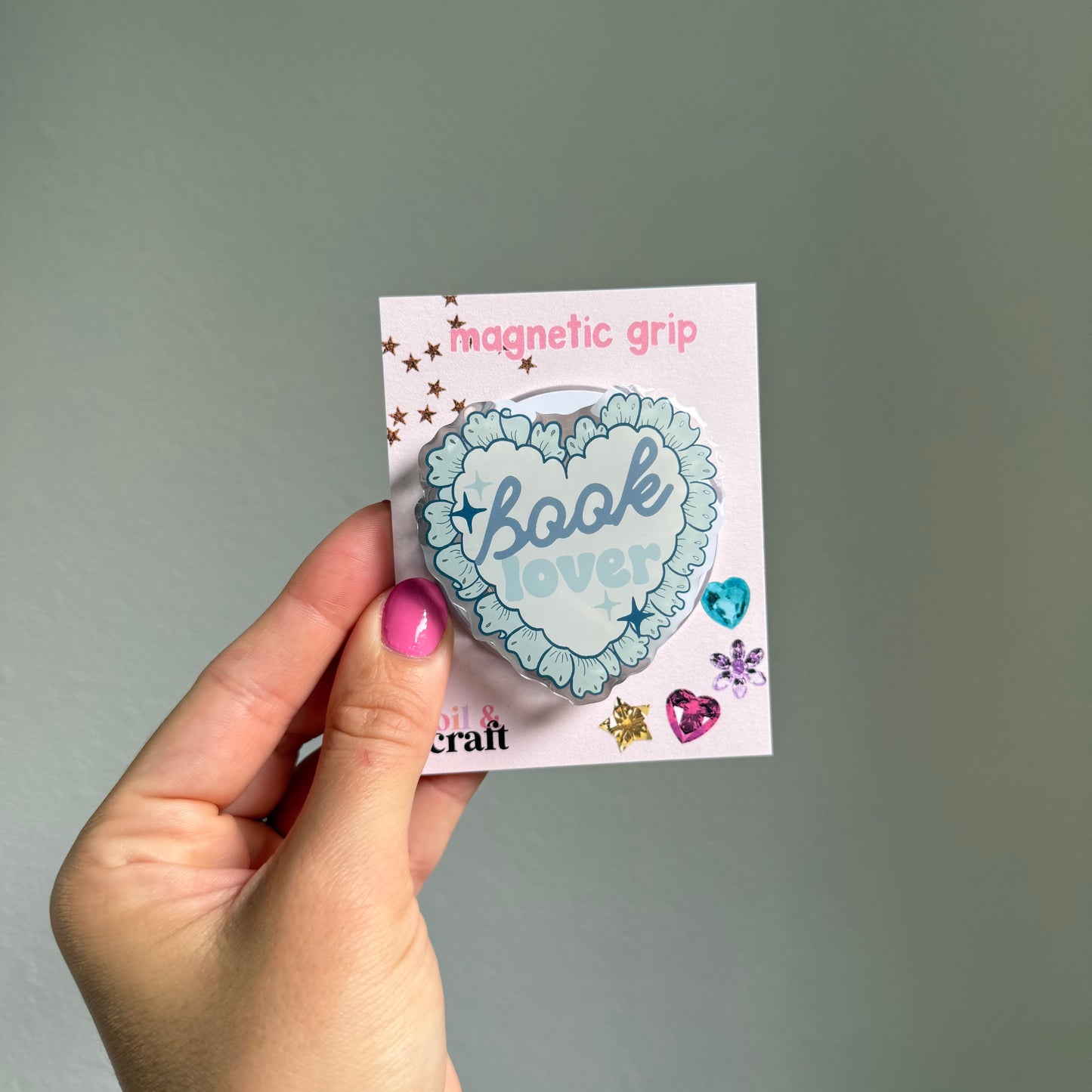 Book Lover Blue Heart Magnetic Grip