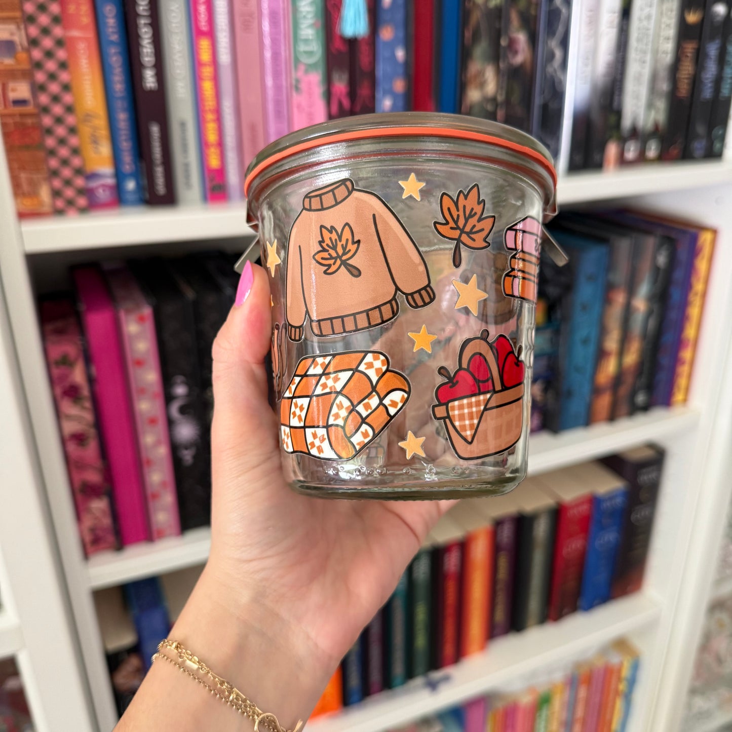 Cozy Fall Books Weck Jar
