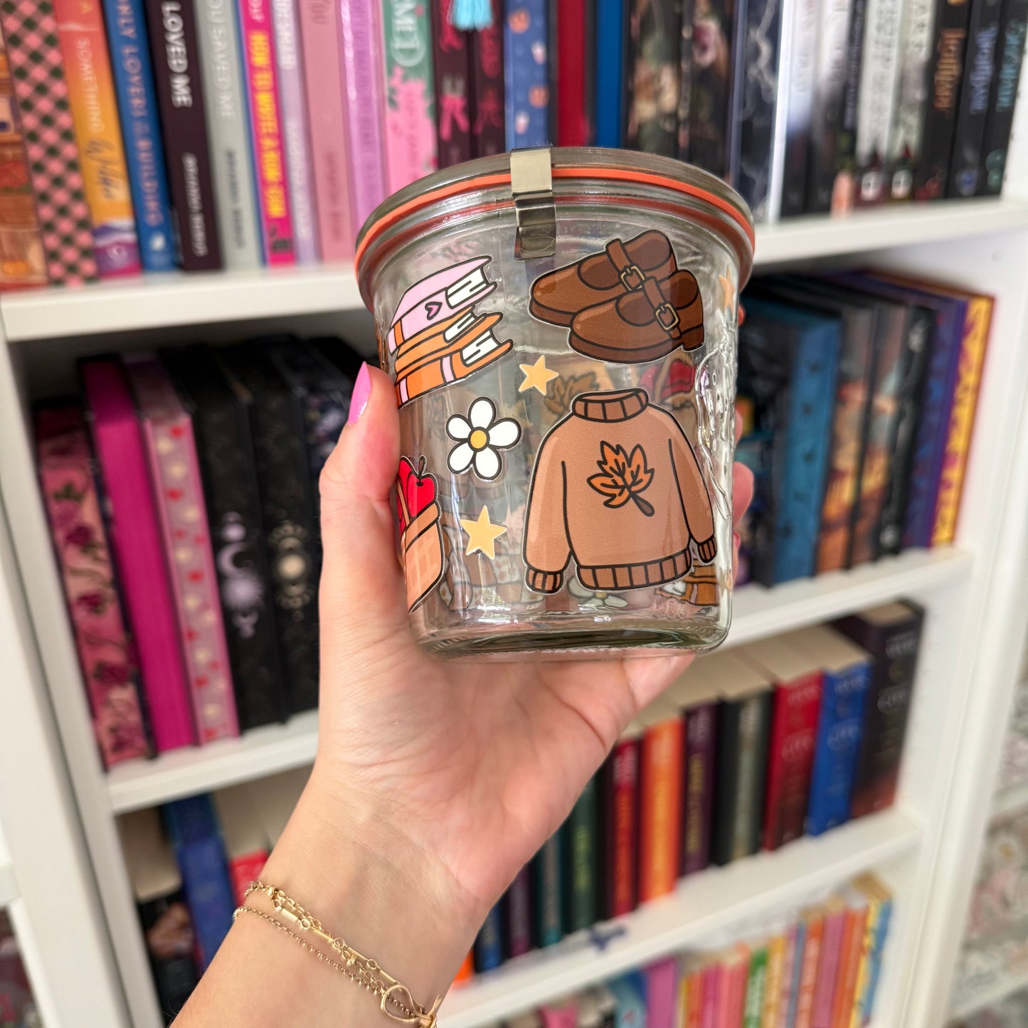 Cozy Fall Books Weck Jar