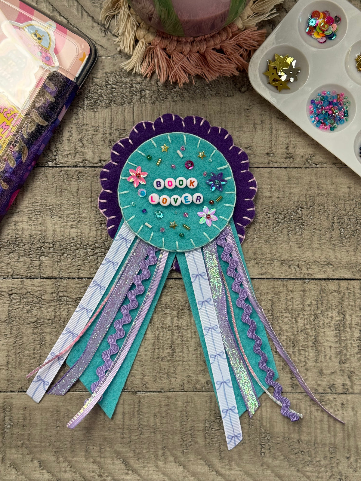 Book Lover Blue Jewel Tone Prize Ribbon