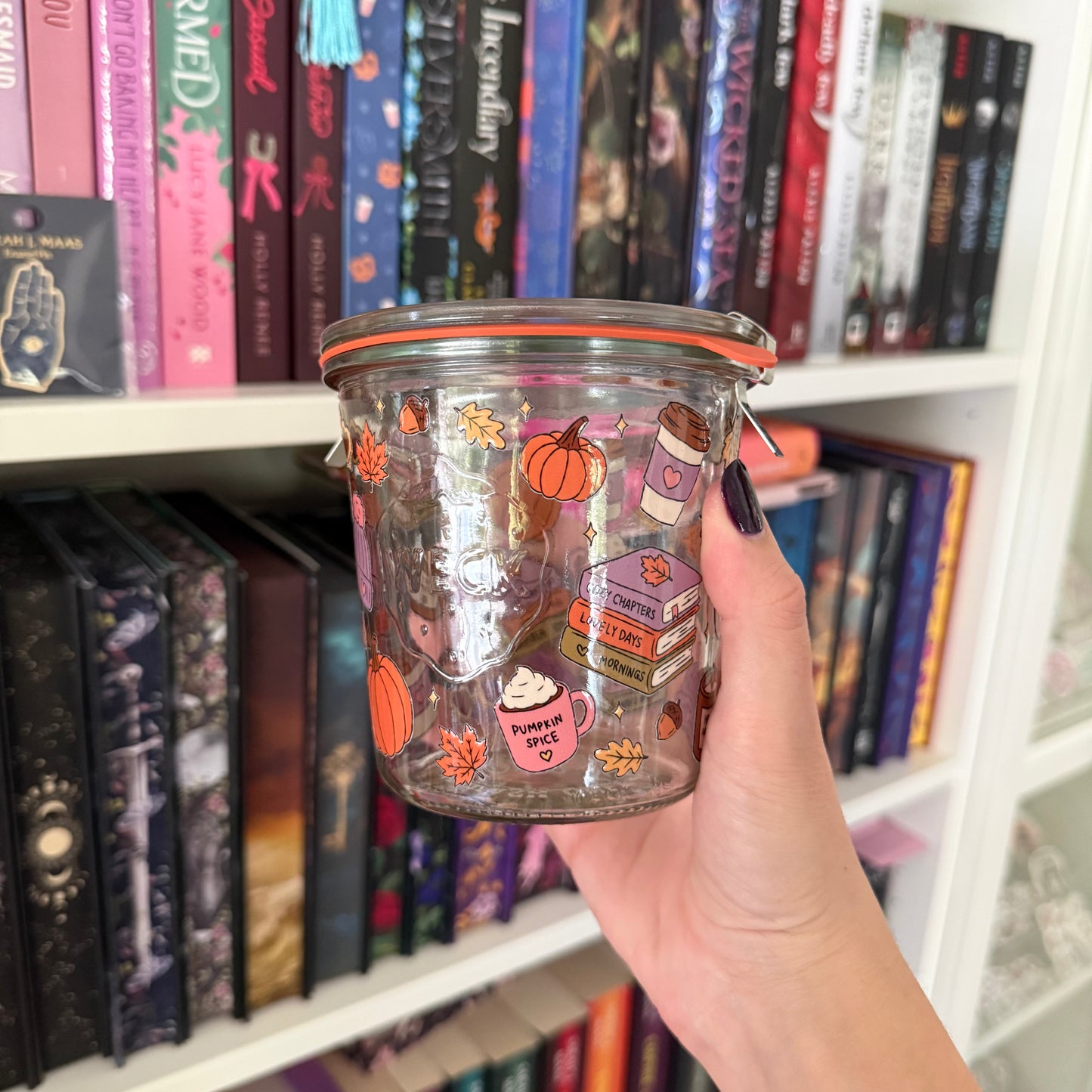 Cozy Fall Bookish Pumpkin Spice Weck Jar