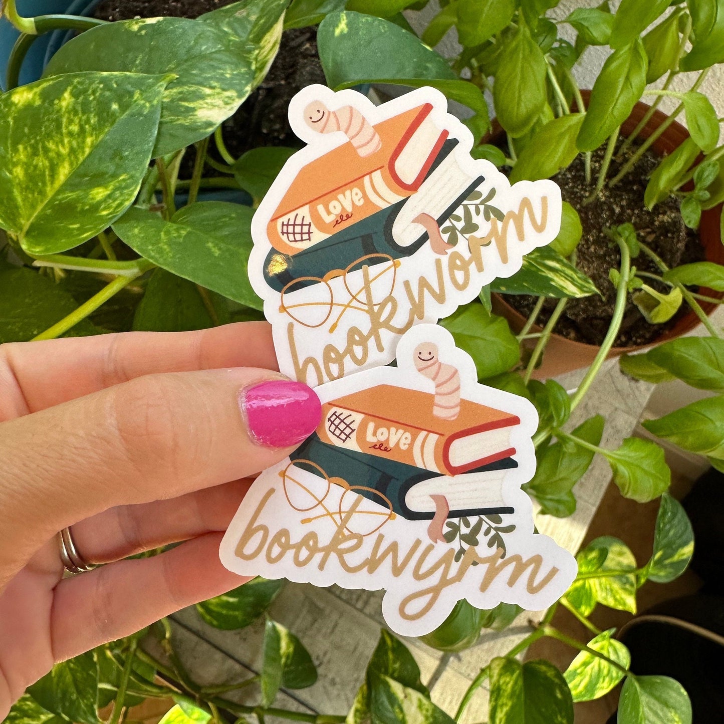 Bookworm / bookwyrm waterproof sticker